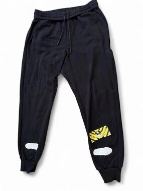 Off-White Men's Cotton Fleece Jogger Pants Drawstring Graphic Logo Black XL